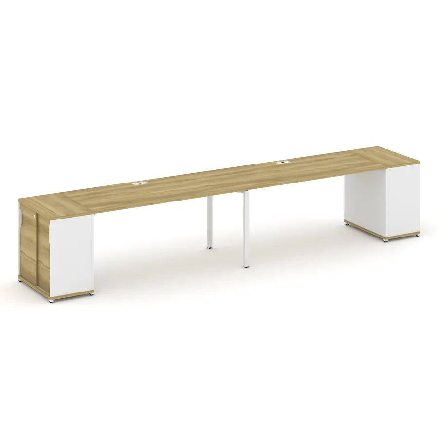 Концепт Рабочая станция с опорными шкафом-купе CN.ORS-236 W Дуб Винченцо/Белый Бриллиант/Металл Белы