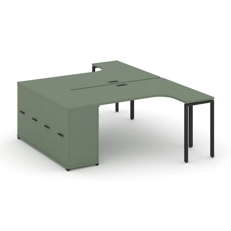 Концепт Рабочая станция с опорным распаш. шкафом CN.DSA-210 W Дуб Винченцо/Белый Бриллиант/Металл Бе