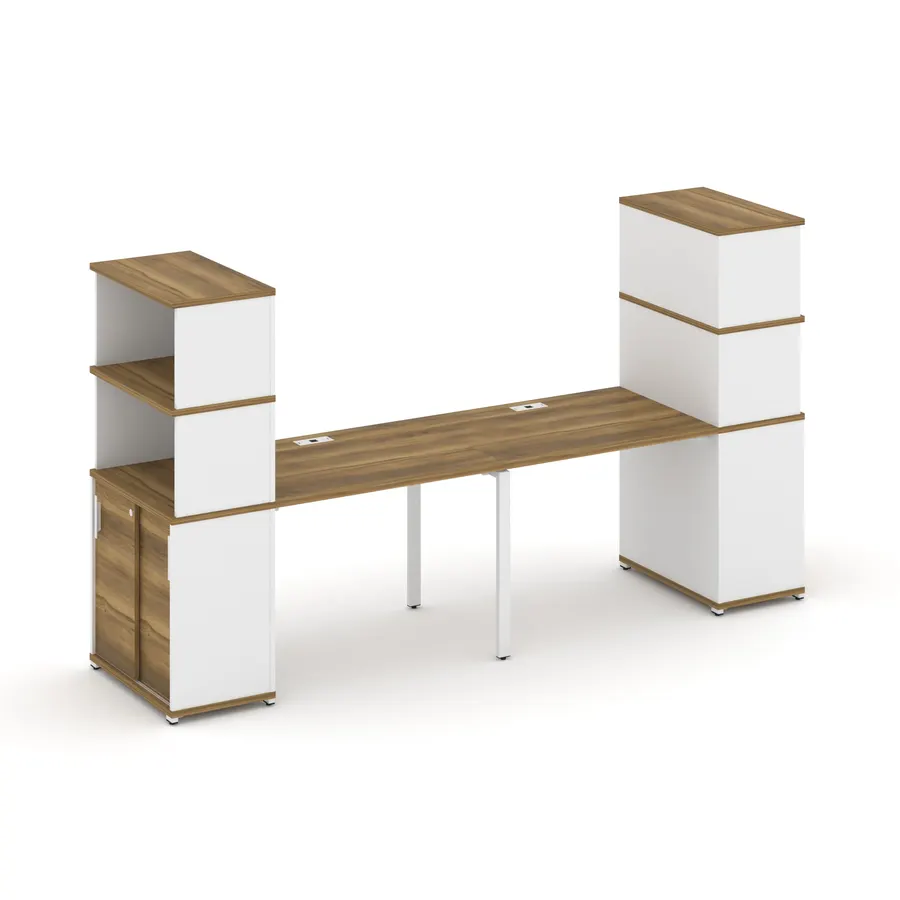 Концепт Рабочая станция с опорными шкафом-купе с надставкой выс. CN.ORS-241 W Дуб Винченцо/Белый Бри
