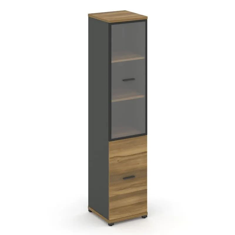 Концепт Шкаф 1 узкая секция, 5 ниш CN.STU.E-512 RPW W Дуб Винченцо/Белый Бриллиант/Металл Белый/Проз