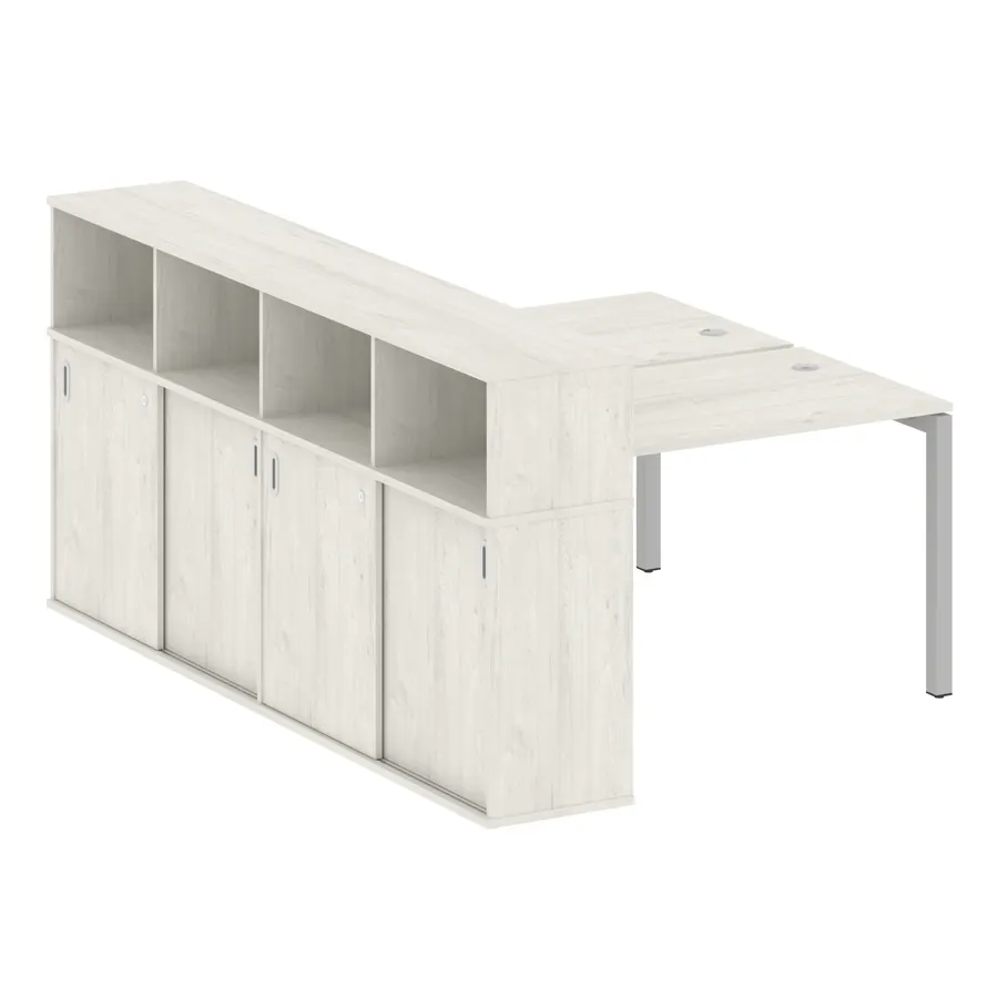 Метал Систем Куатро Рабочая станция с шкафом-купе на П-образном м/к 50БП.РС-СШК-4.2 Т
