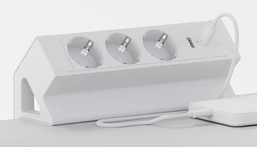 Электрификация Блок розеток настольный с двумя крепежами (3 розетки, USB-A, USB-C) G4103Y-2AC.N