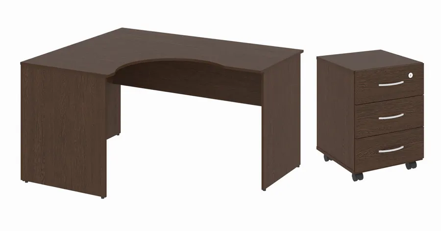 Нова С Комплект стол криволинейный левый с мобильной тумбой В.СА-3 (L).В.ТМ-3