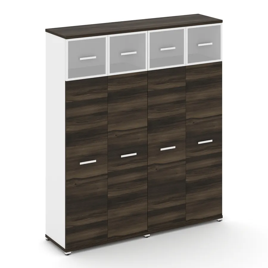 Концепт Шкаф 2 широкие секции, 5 ниш CN.STS-527 RMW W Дуб Винченцо/Белый Бриллиант/Металл Белый/Сати