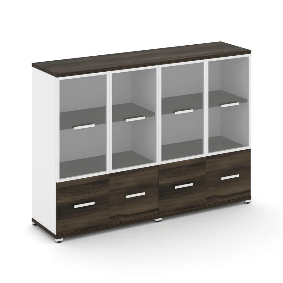 Концепт Шкаф 2 широкие секции, 3 ниши CN.STS-322 RPW W Дуб Винченцо/Белый Бриллиант/Металл Белый/Про