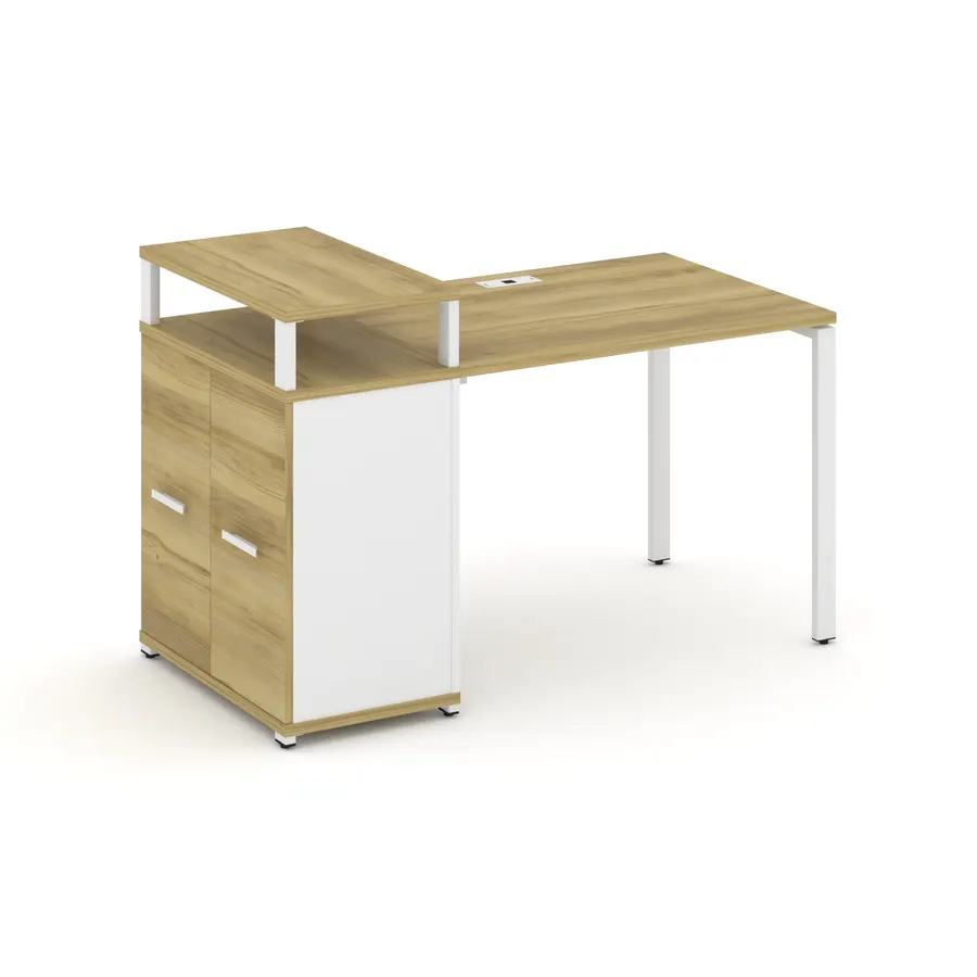 Концепт Стол рабочий с опорным распаш. шкафом с верх. горизонтом CN.SP-221 W Дуб Винченцо/Белый Бри